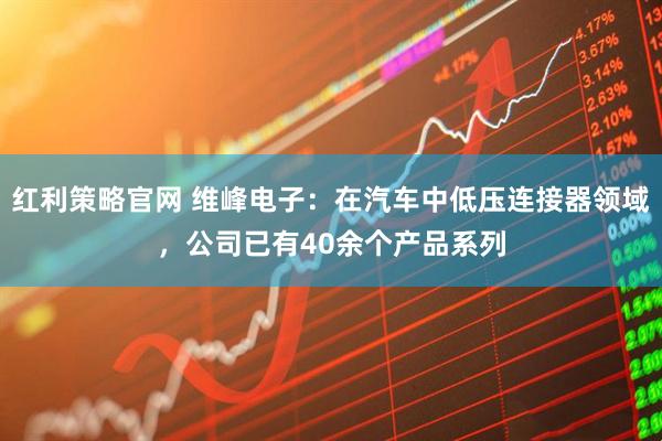 红利策略官网 维峰电子：在汽车中低压连接器领域，公司已有40余个产品系列